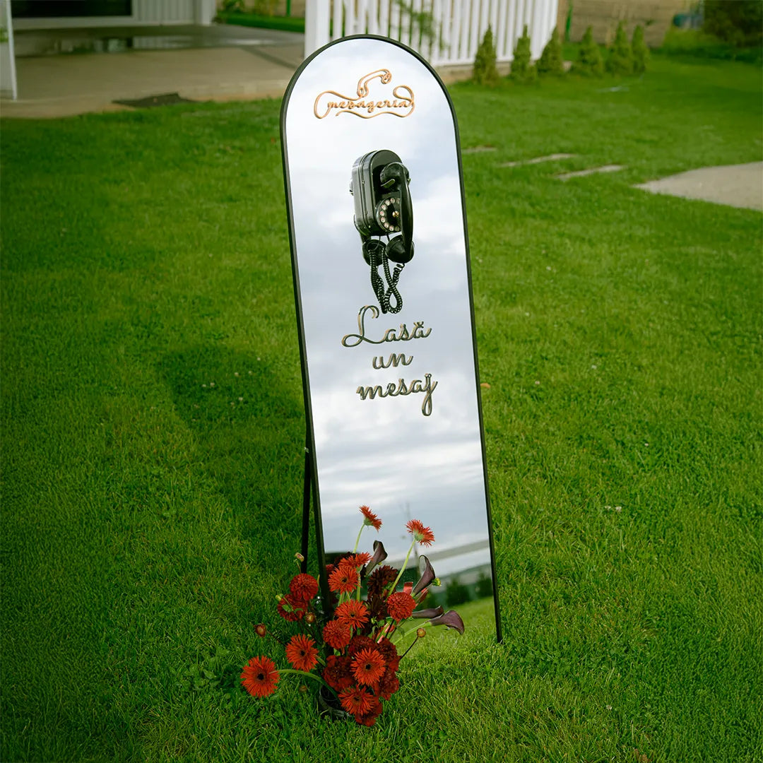 Telefon montat pe oglinda mesageria - audio guestbook pentru nunta sau botez, telefon vintage cu mesaje